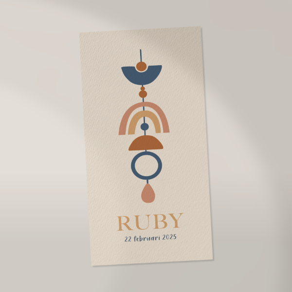 Voorkant geboortekaartje Ruby