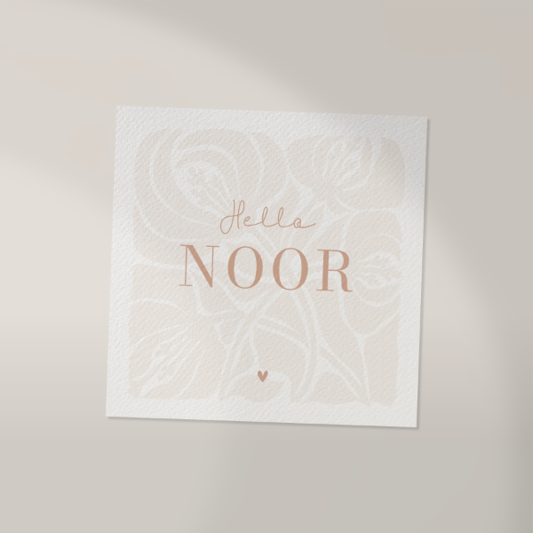 Voorkant geboortekaartje Noor