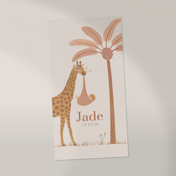 Voorkant geboortekaartje Giraf