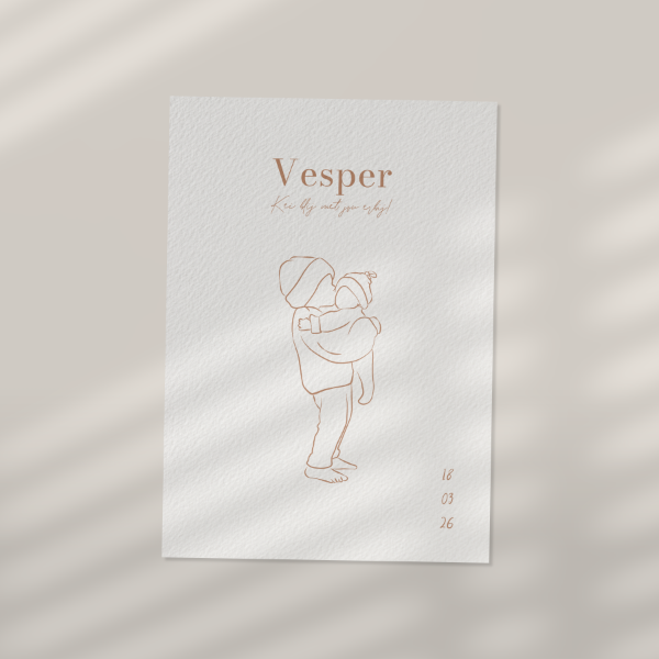 Voorkant geboortekaartje Vesper