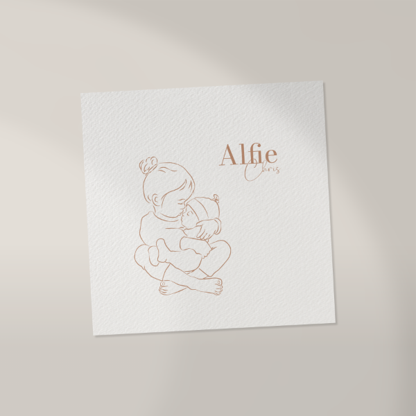 Voorkant geboortekaartje Alfie