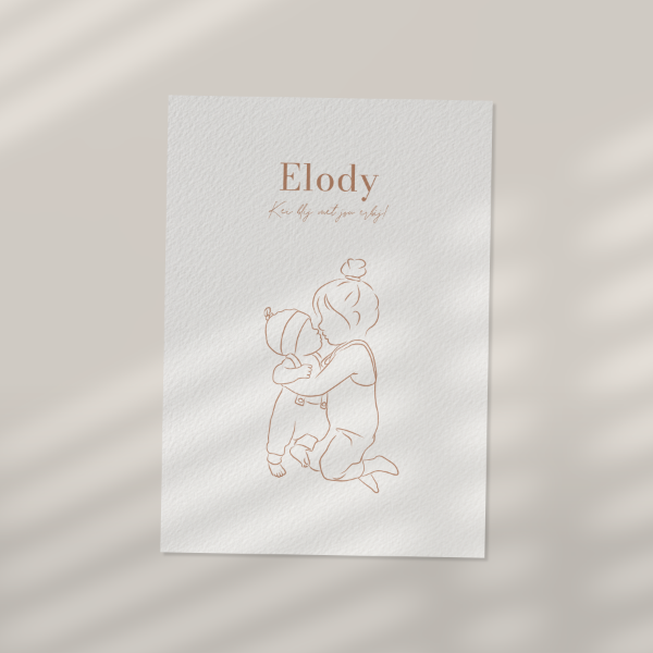 Voorkant geboortekaartje Elody