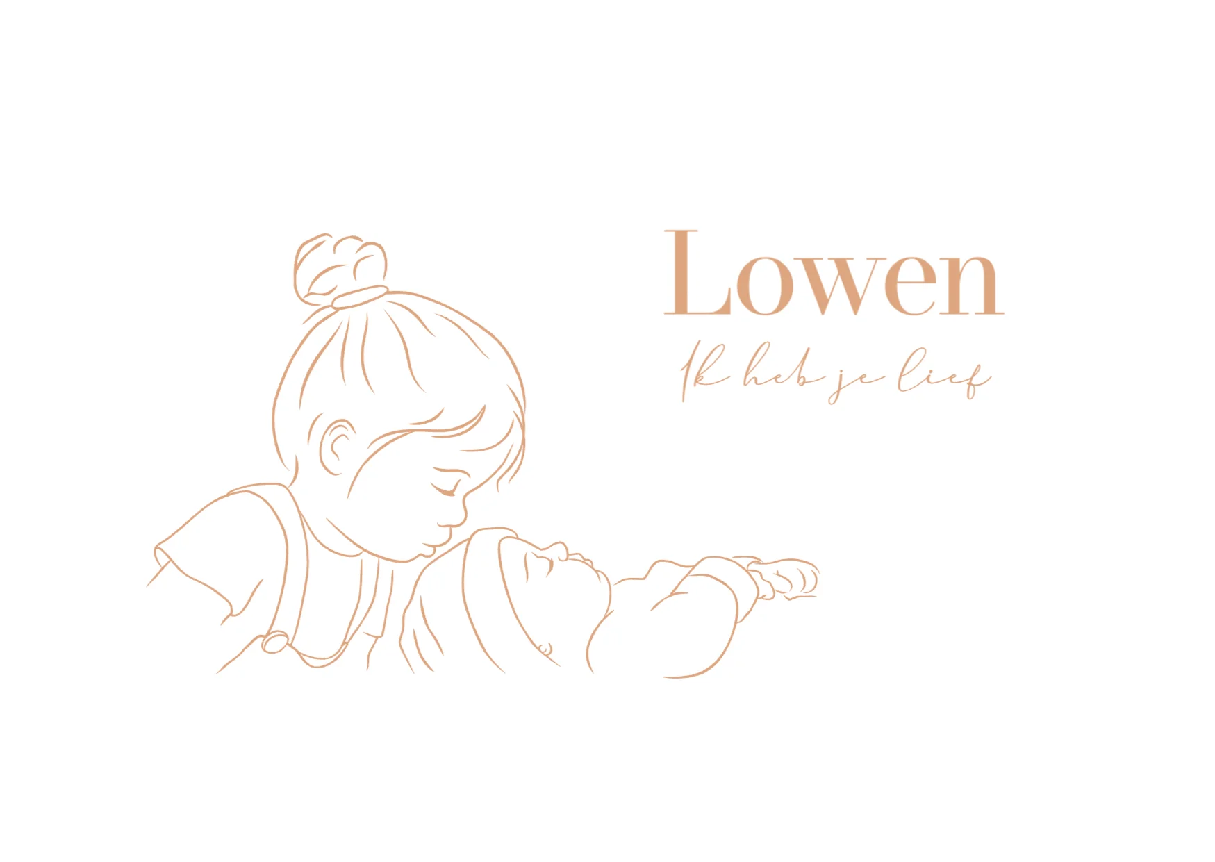 Lijntekening grote zus met baby