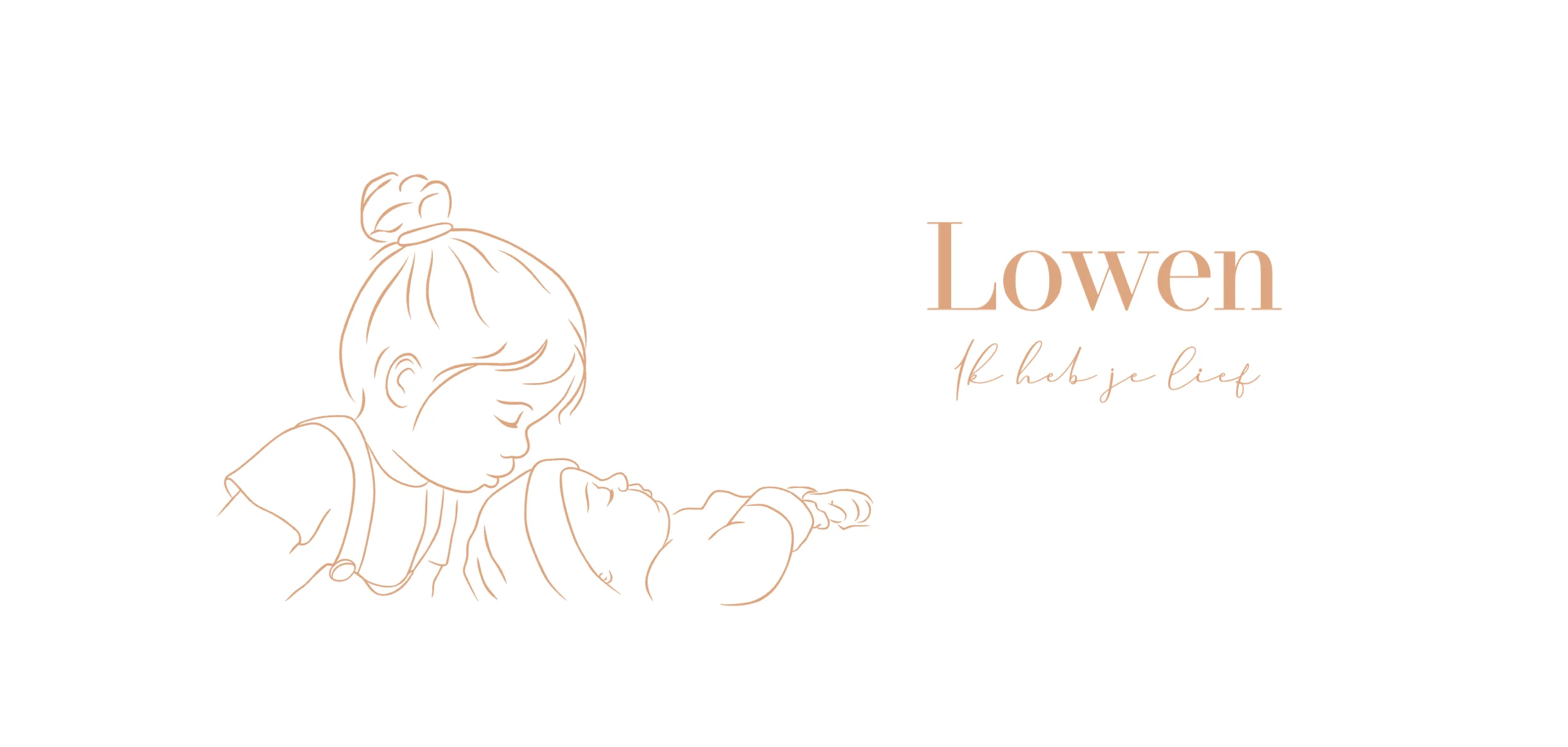 Lijntekening grote zus met baby