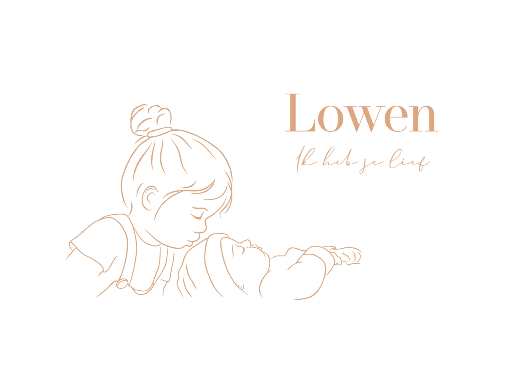 Lijntekening grote zus met baby