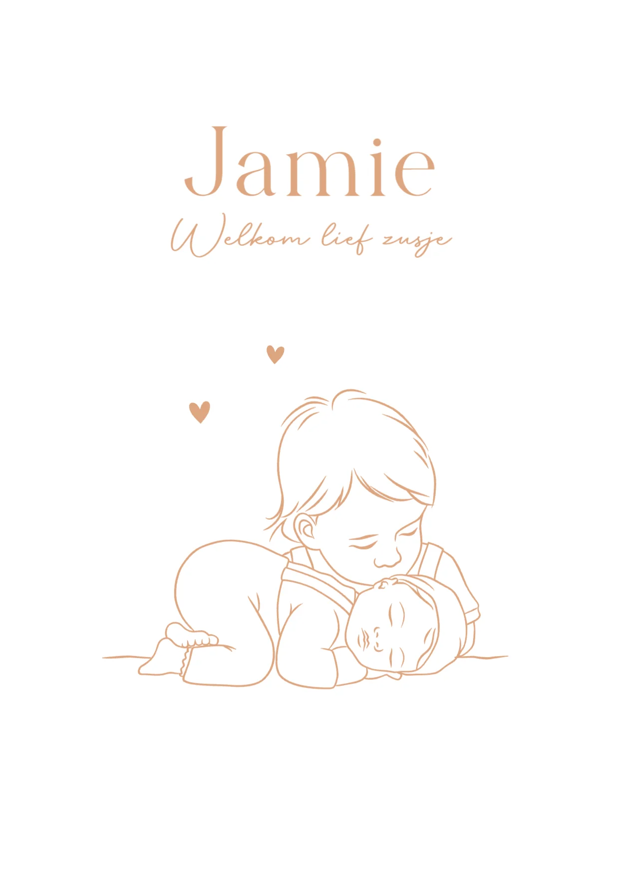 Lijntekening met peuter en baby