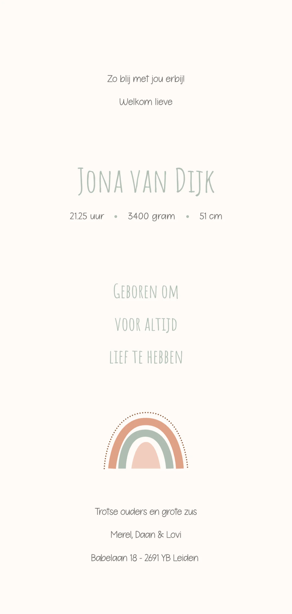 Boho met regenboog - Terug
