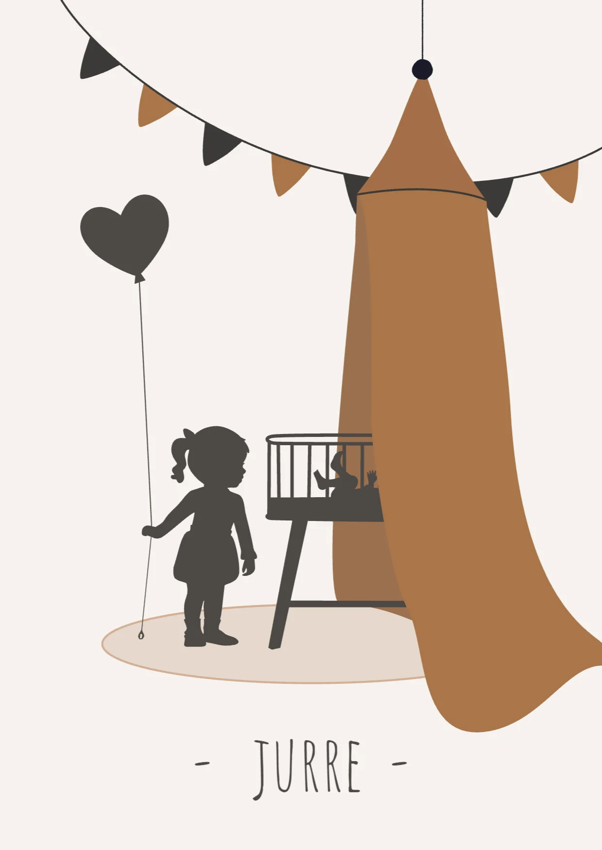 Grote zus met ballon bij wiegje