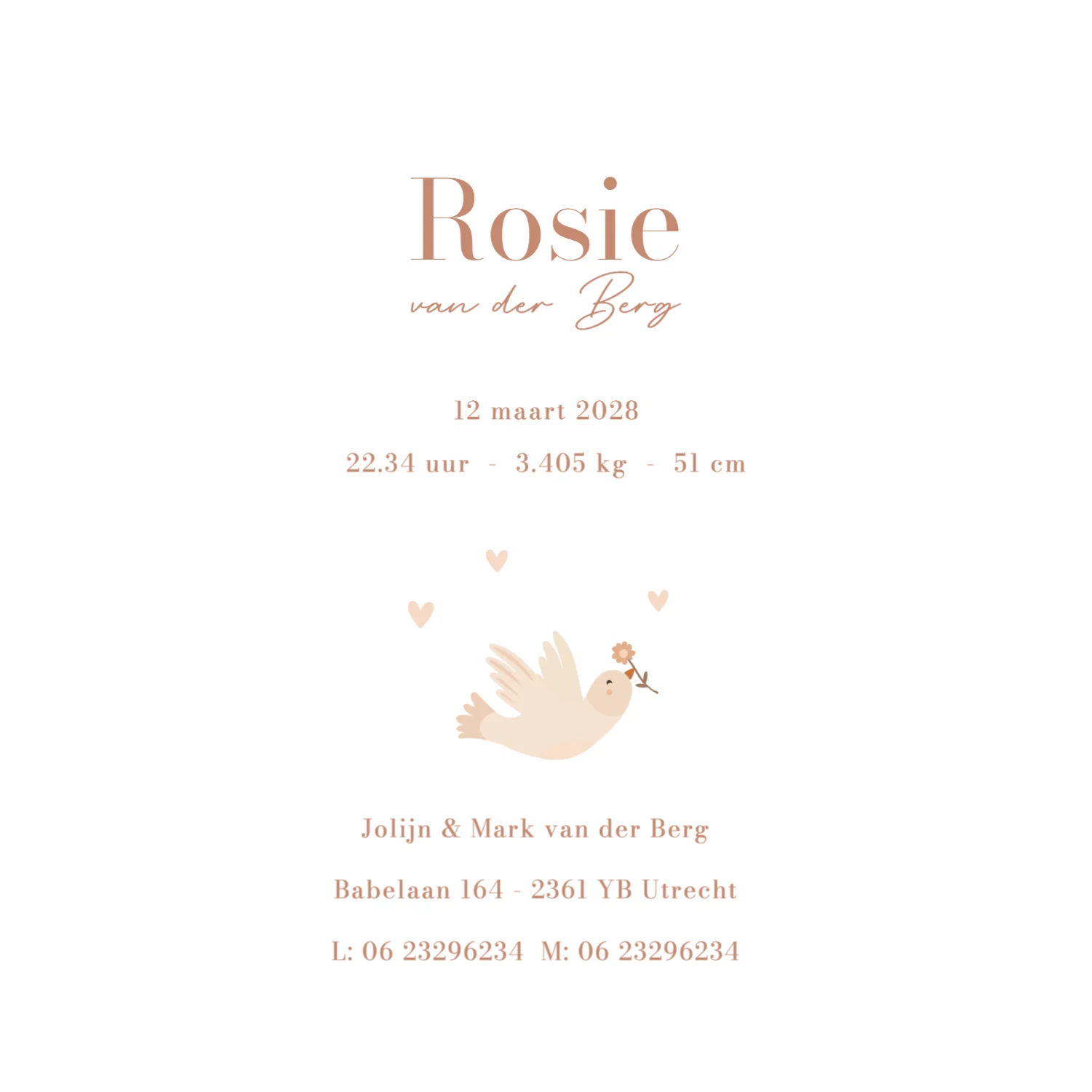 Vogeltje met bloem - Terug