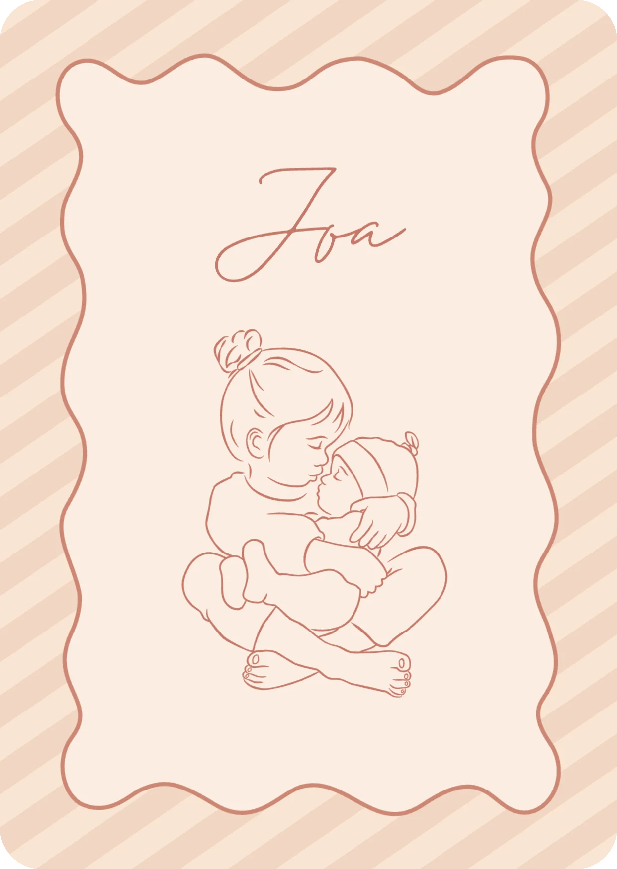 Lijntekening grote zus met baby