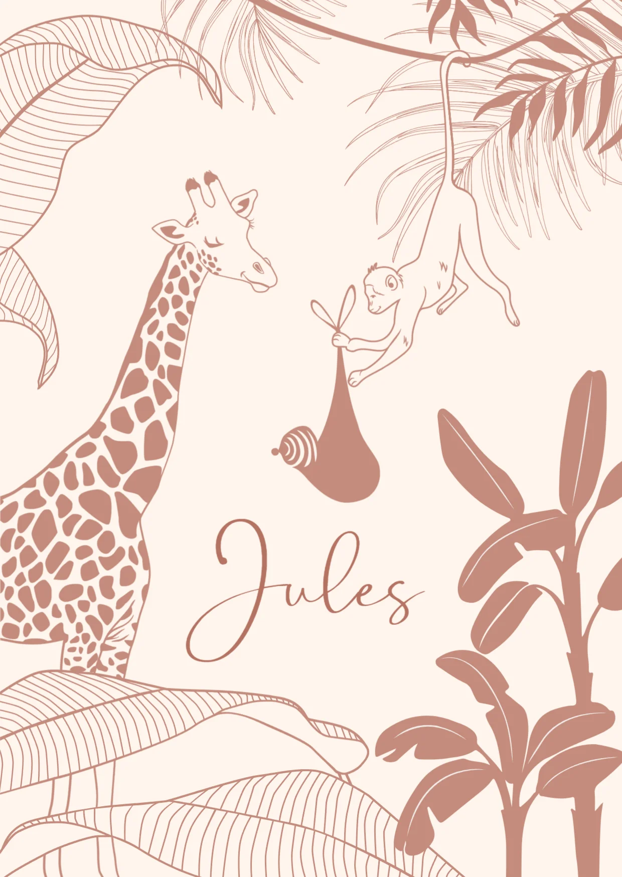 Giraf en aapje met baby