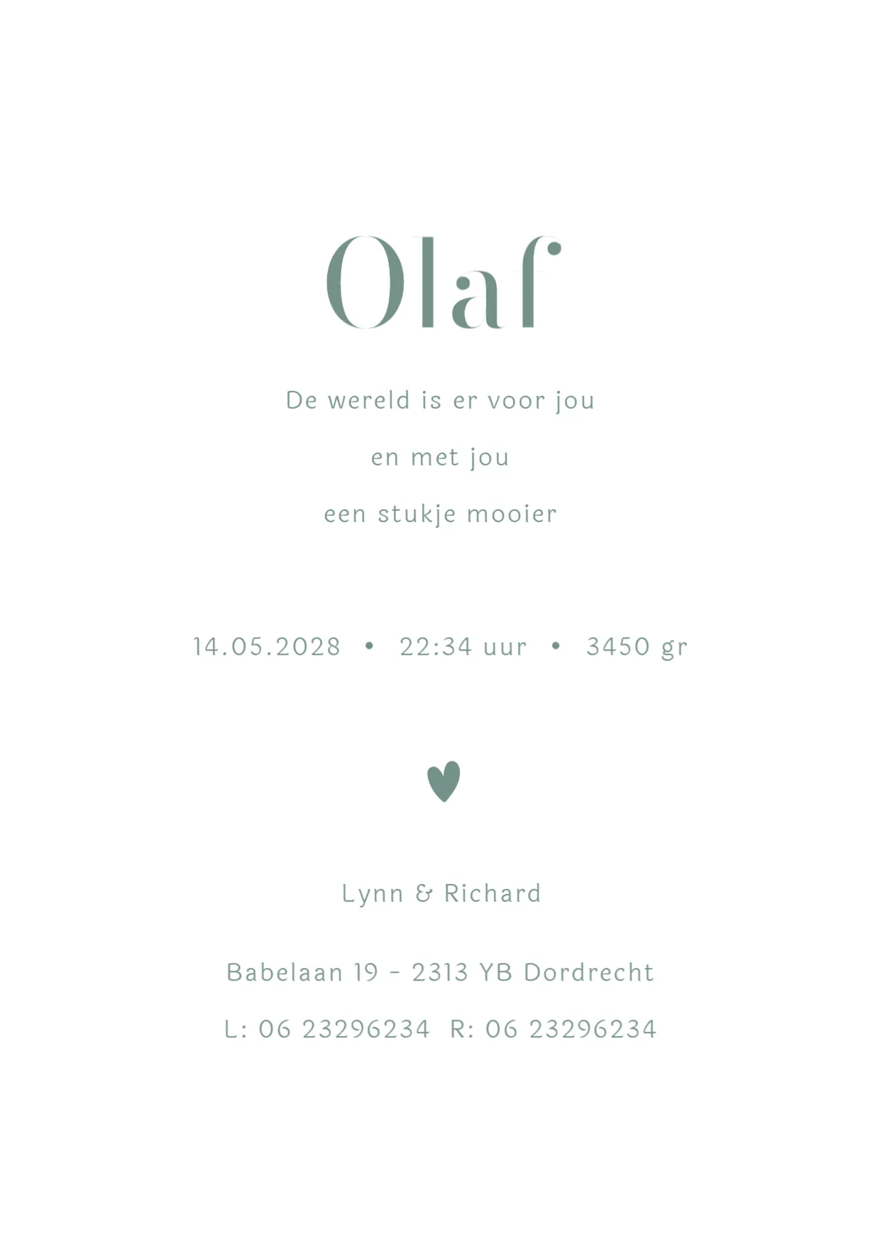 Initiaal met naam binnenkant