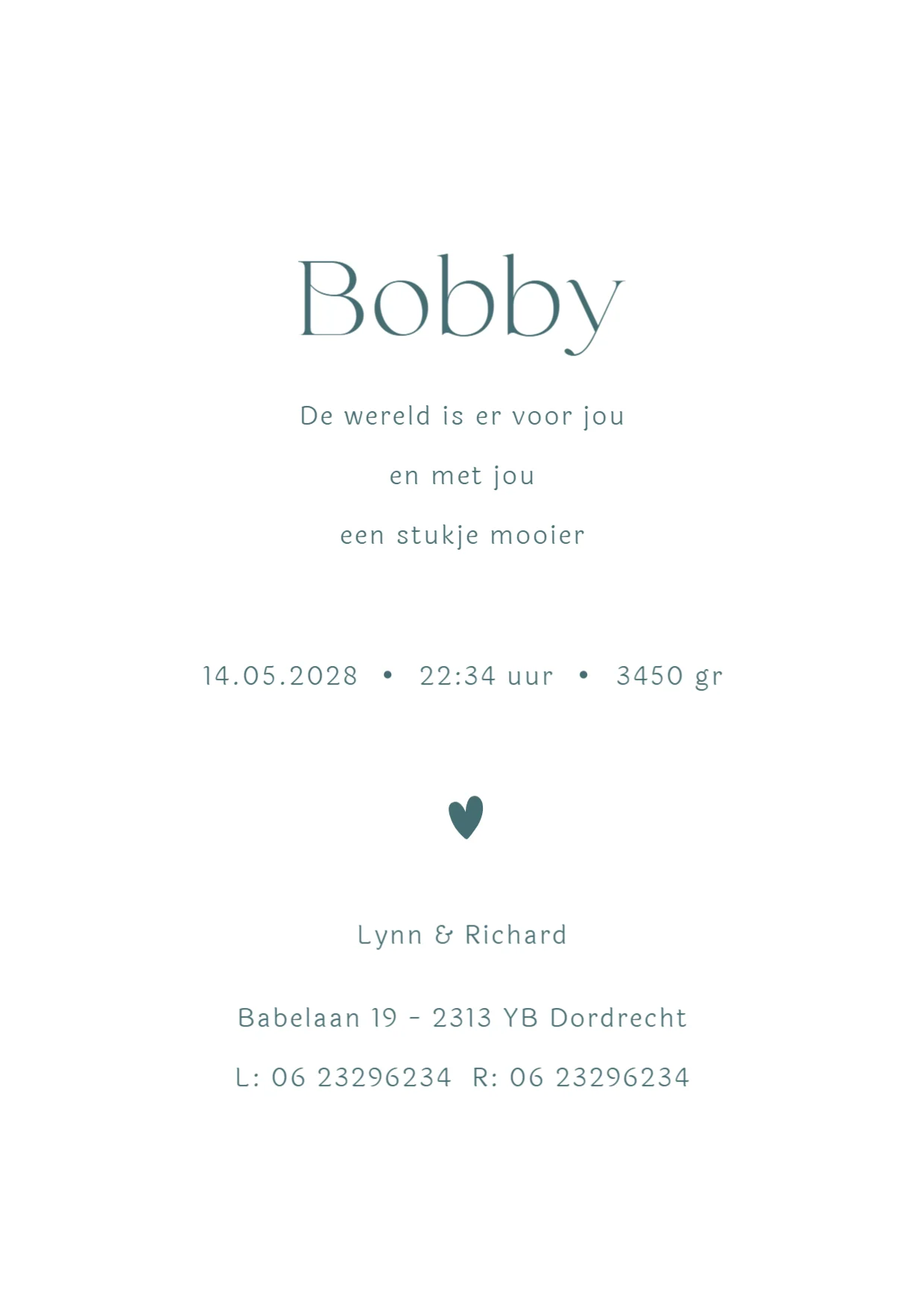 Initiaal voor een jongen - Binnenkant