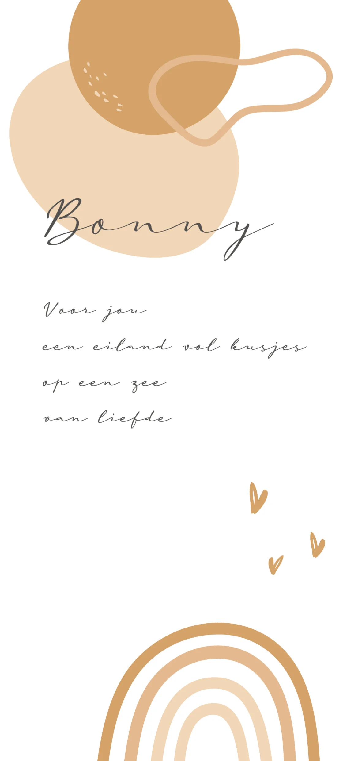 Regenboog met hartjes en abstracte vormen