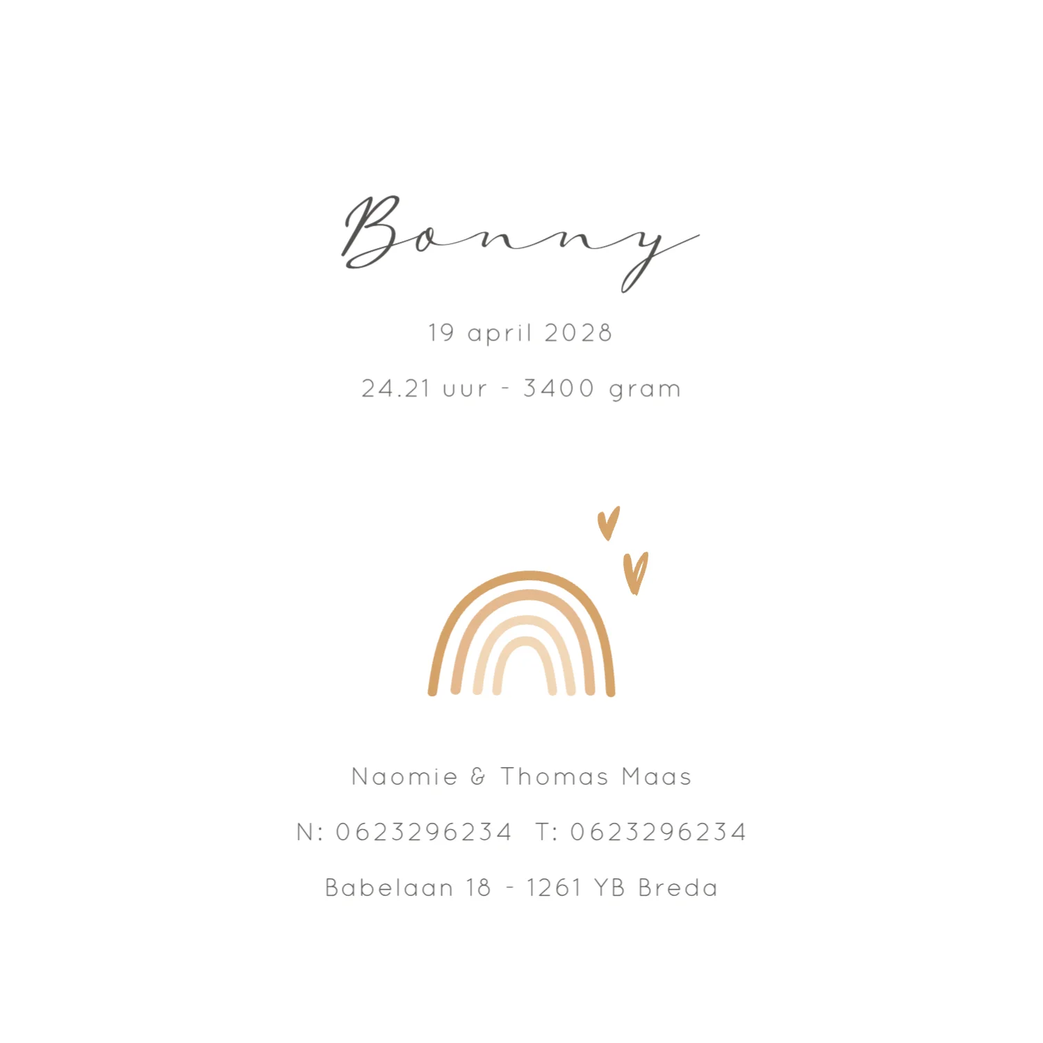 Regenboog met hartjes en abstracte vormen binnenkant