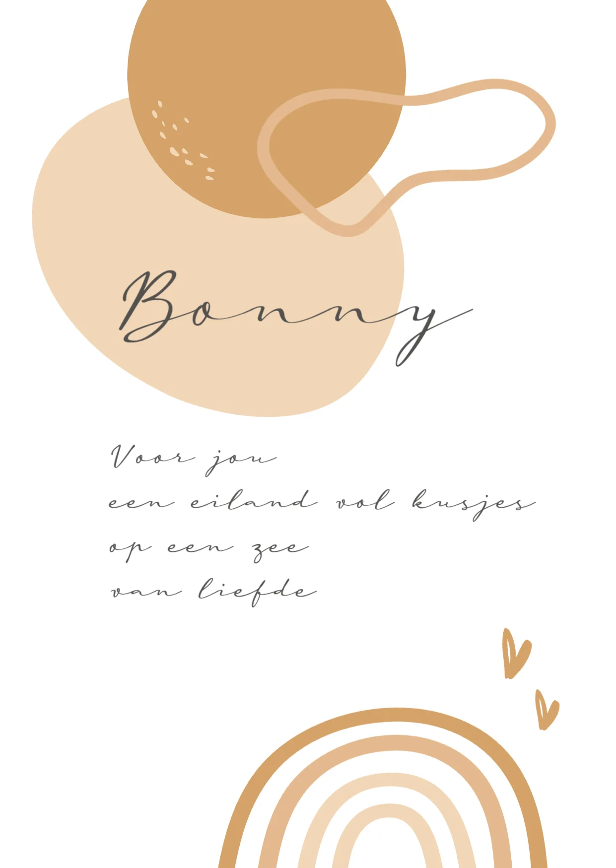 Regenboog met hartjes en abstracte vormen