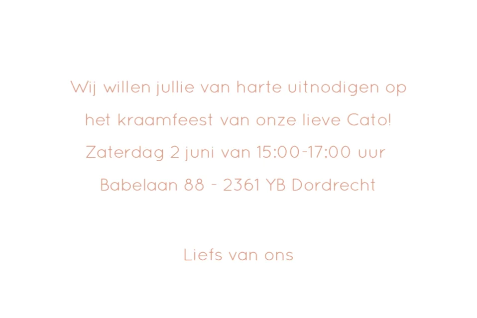 Minimalistisch geboortekaartje - Terug