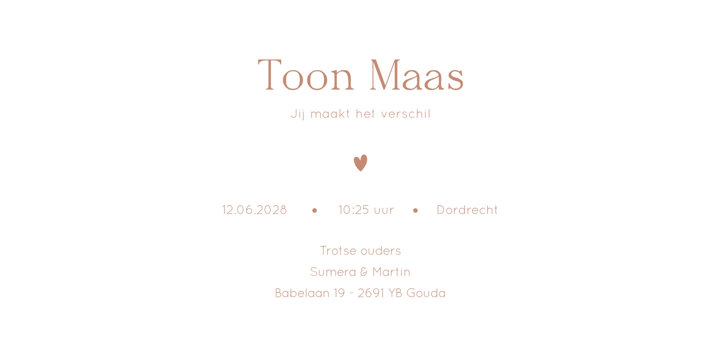 Minimalistisch geboortekaartje - Terug