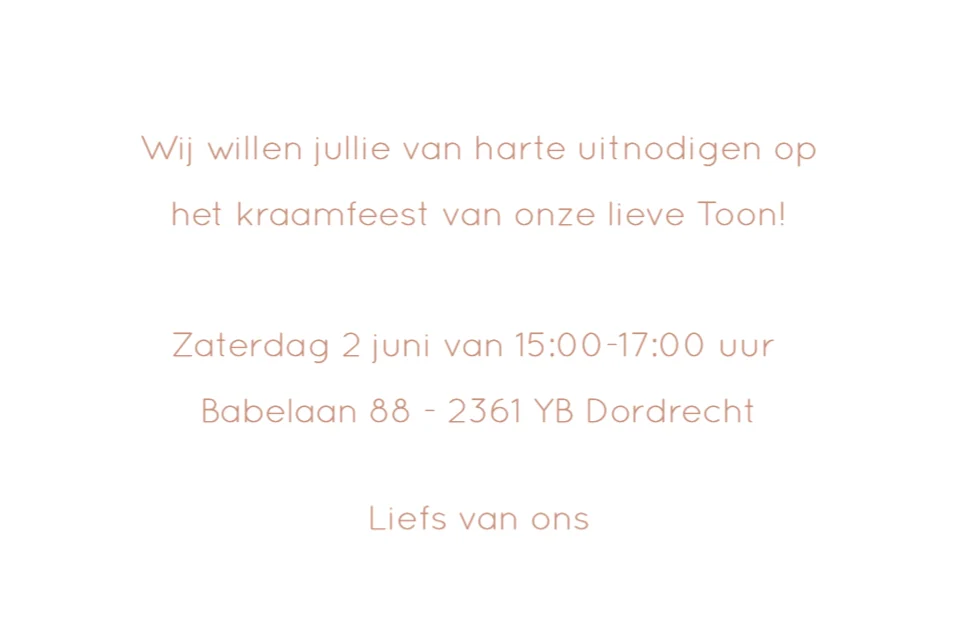 Minimalistisch geboortekaartje - Terug