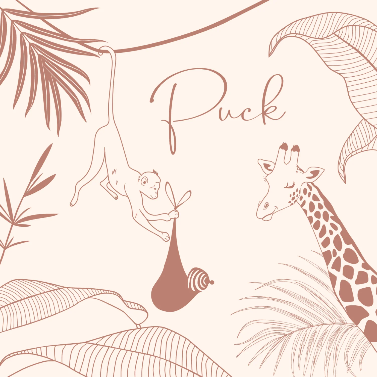 Jungle met giraf en aapje - Voorkant