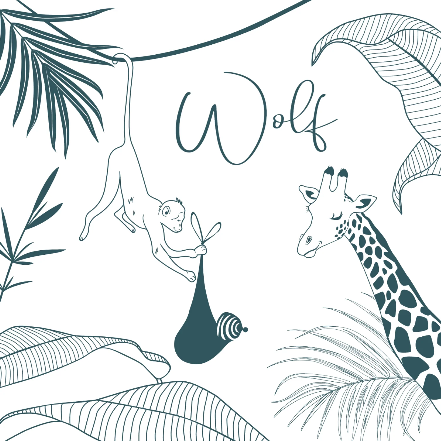 Aapje met baby in jungle