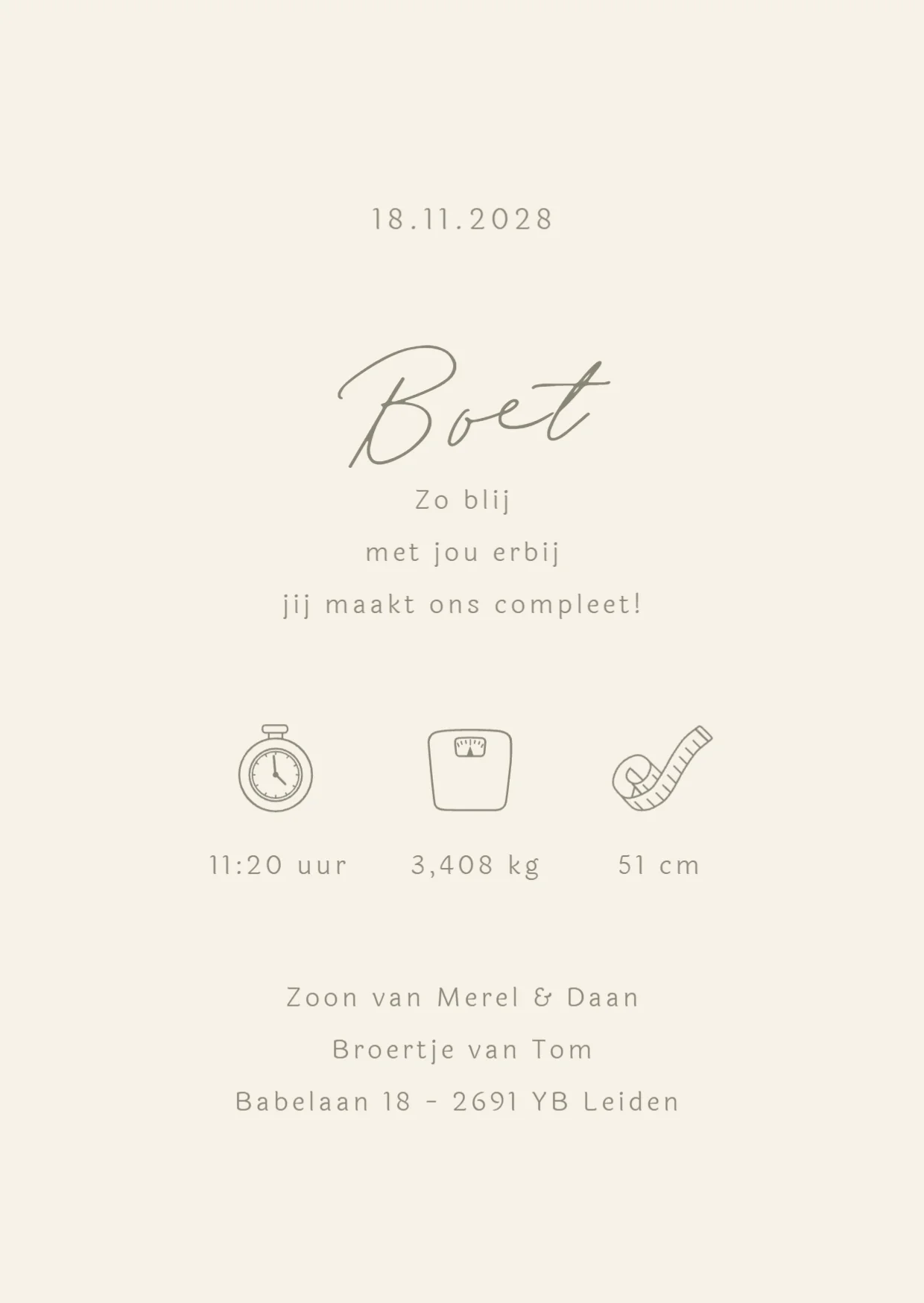 Initiaal met naam binnenkant