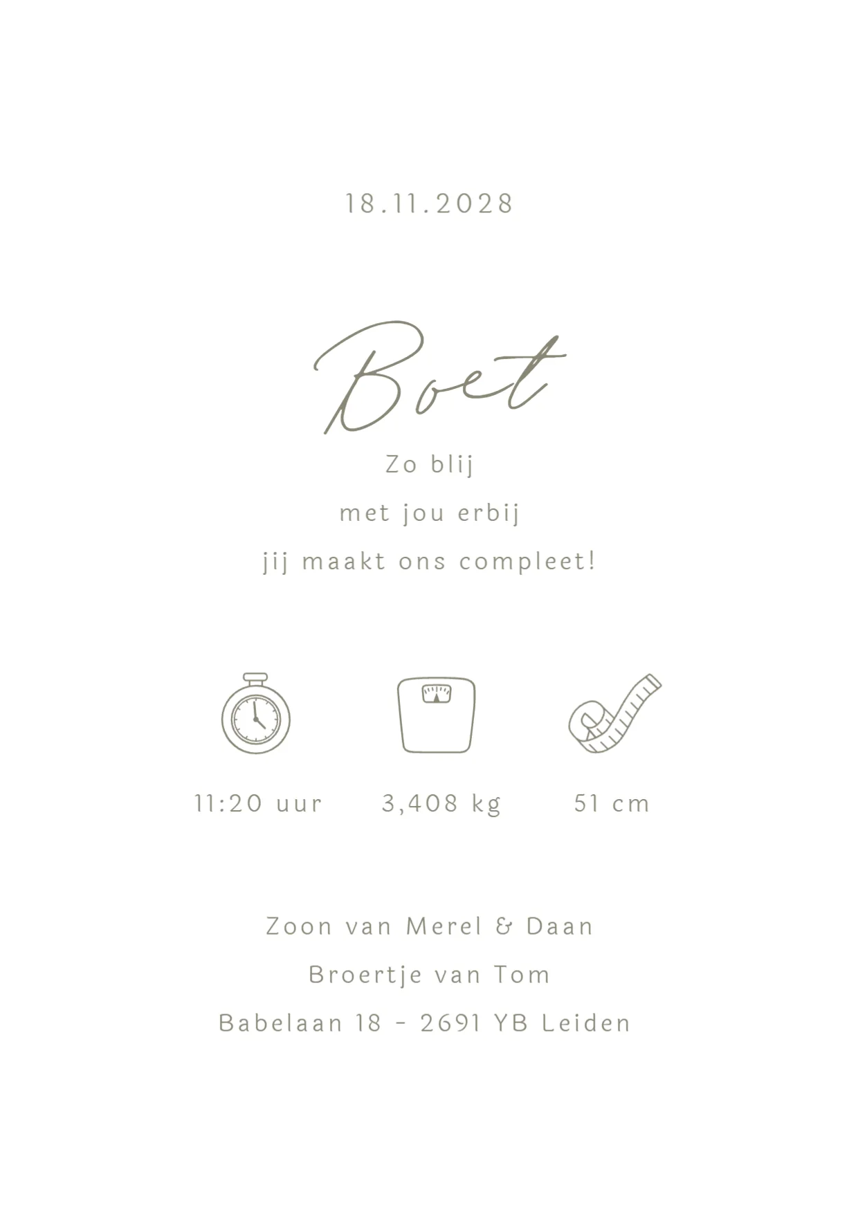 Initiaal met naam binnenkant