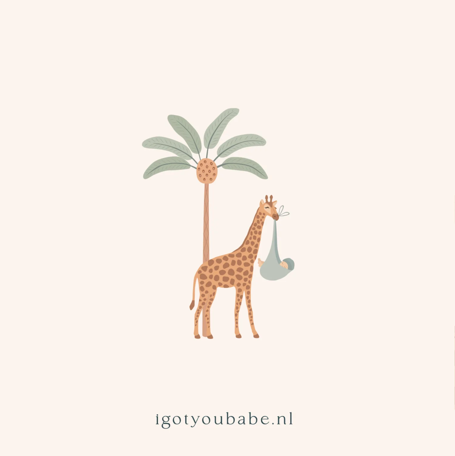 Giraf met baby in draagdoek - Terug