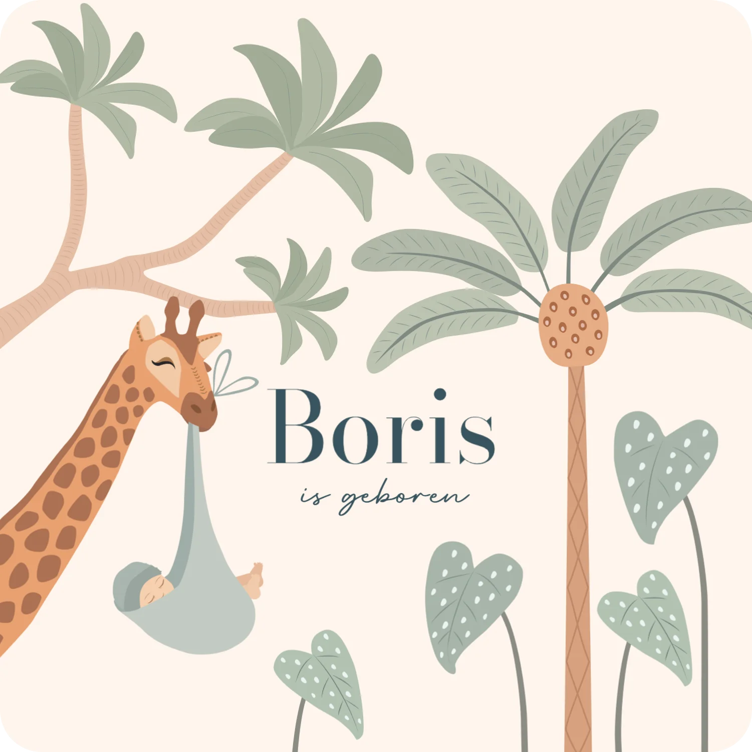 Giraf met baby in draagdoek