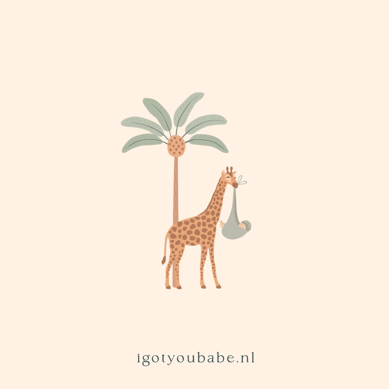 Giraf met grote zus en baby broertje - Terug