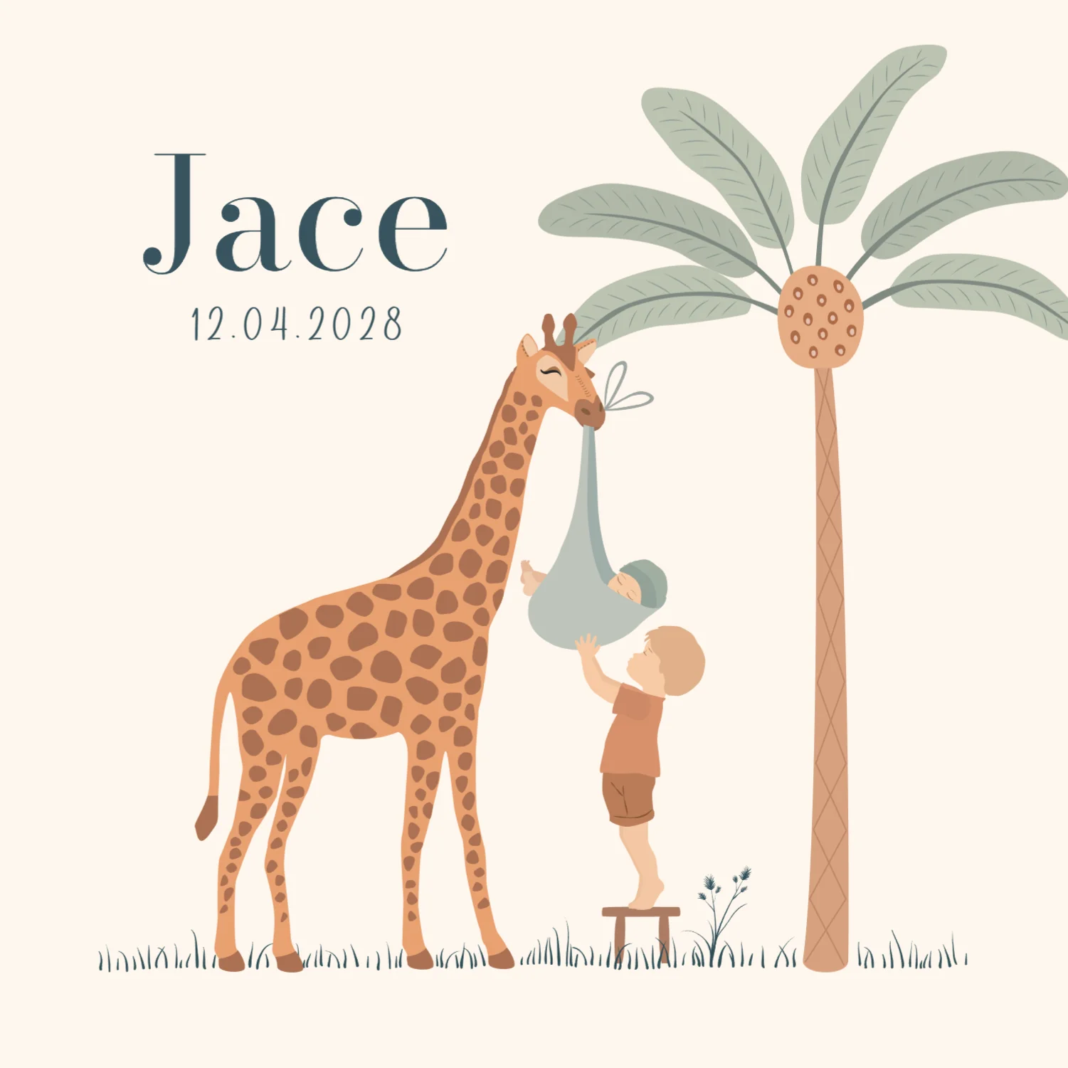 Giraf met grote broer en baby