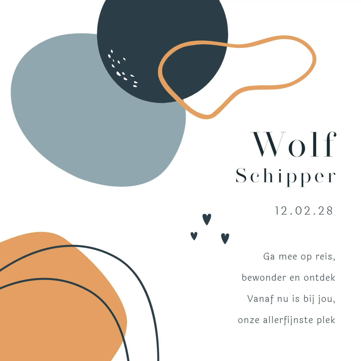 Abstract Vormen in Blauw en Oranje - Voorkant