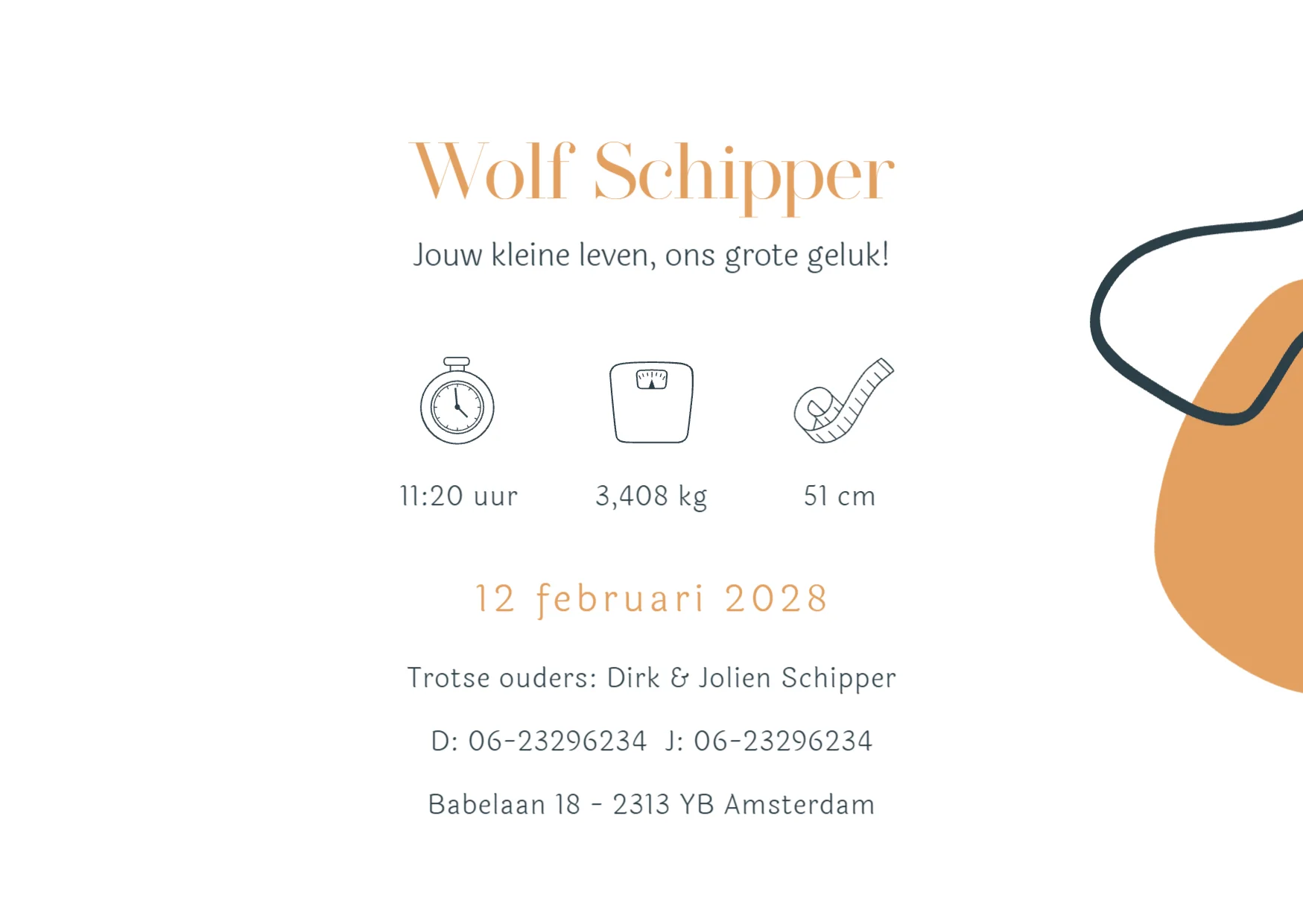 Abstract Vormen in Blauw en Oranje binnenkant