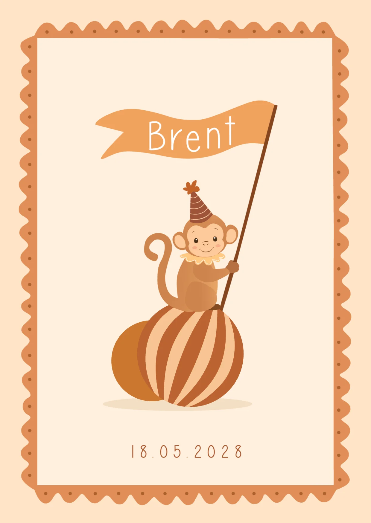 Aapje met Vlag op Bal