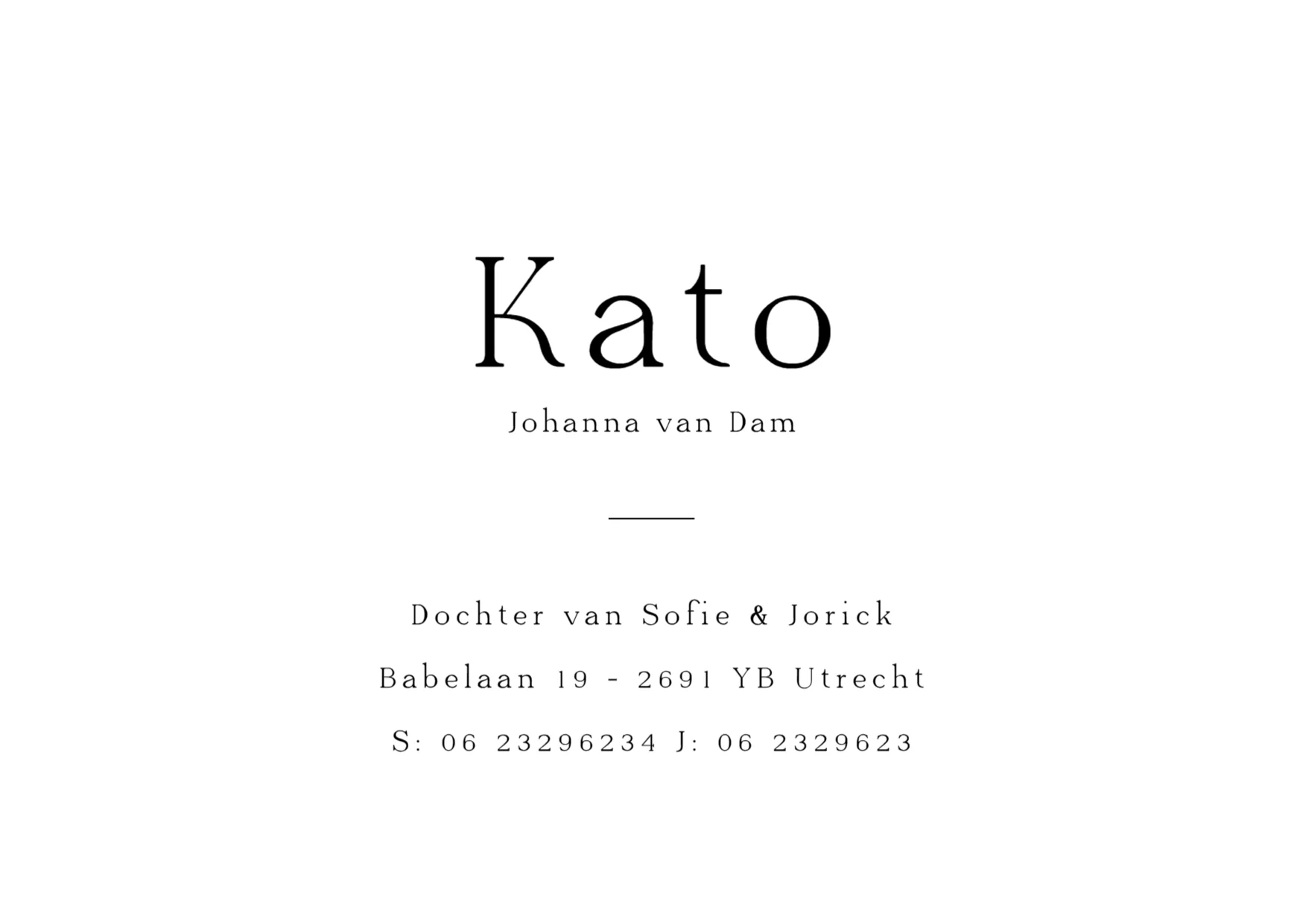 Minimalistisch geboortekaartje - Terug