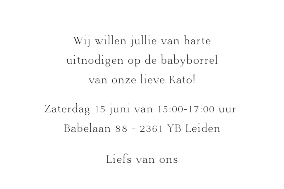 Minimalistisch geboortekaartje - Terug
