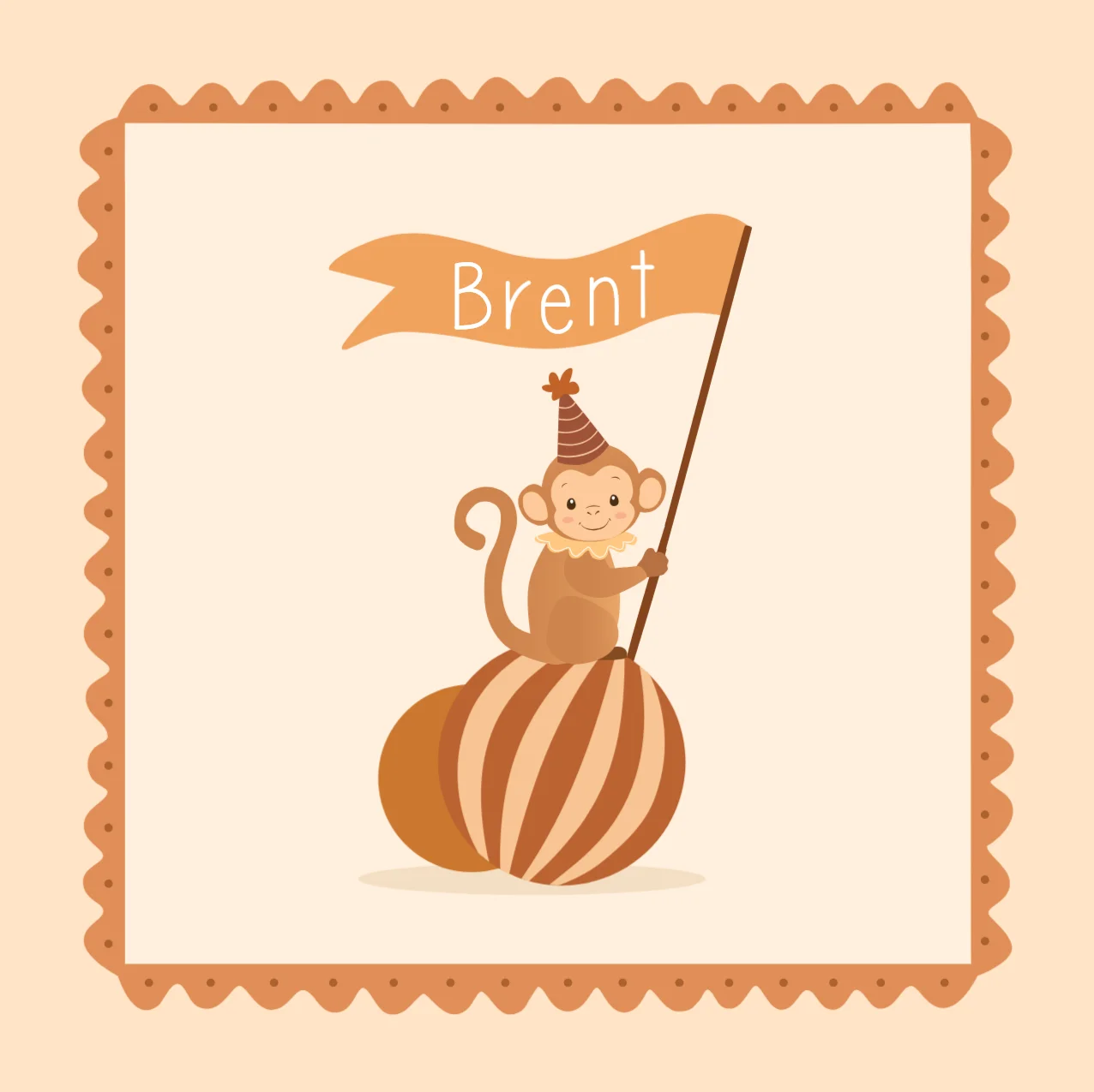 Aapje met Vlag op Bal - Terug