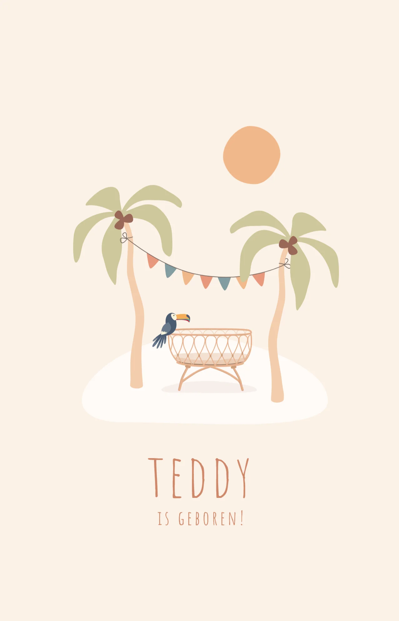 Eiland met wiegje en vlaggenlijntje