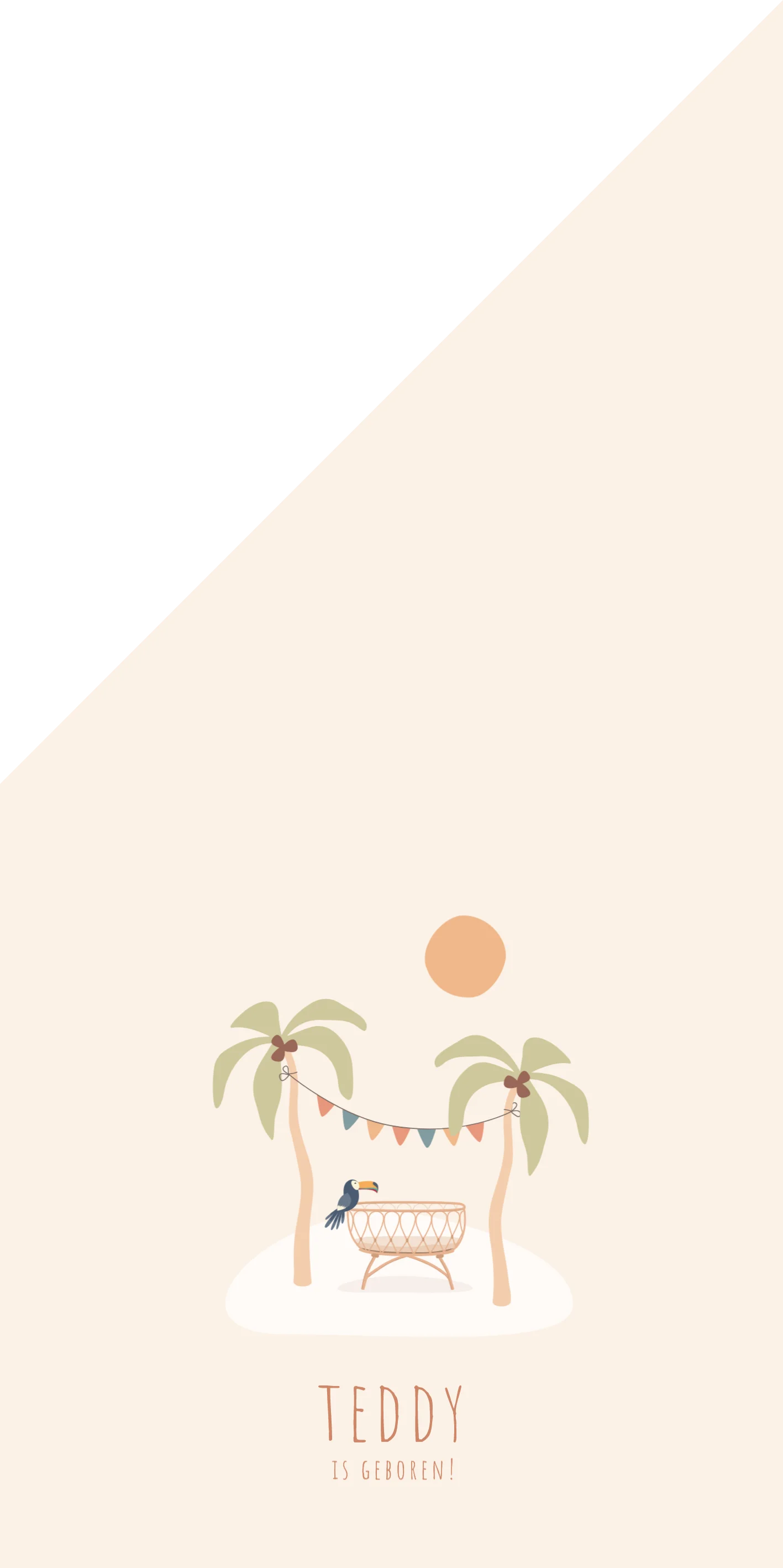 Eiland met wiegje en vlaggenlijntje