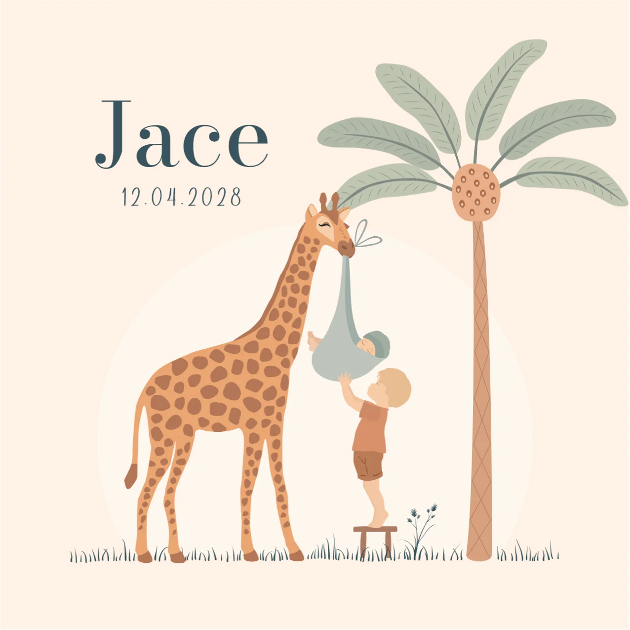 Giraf met grote broer en baby - Terug