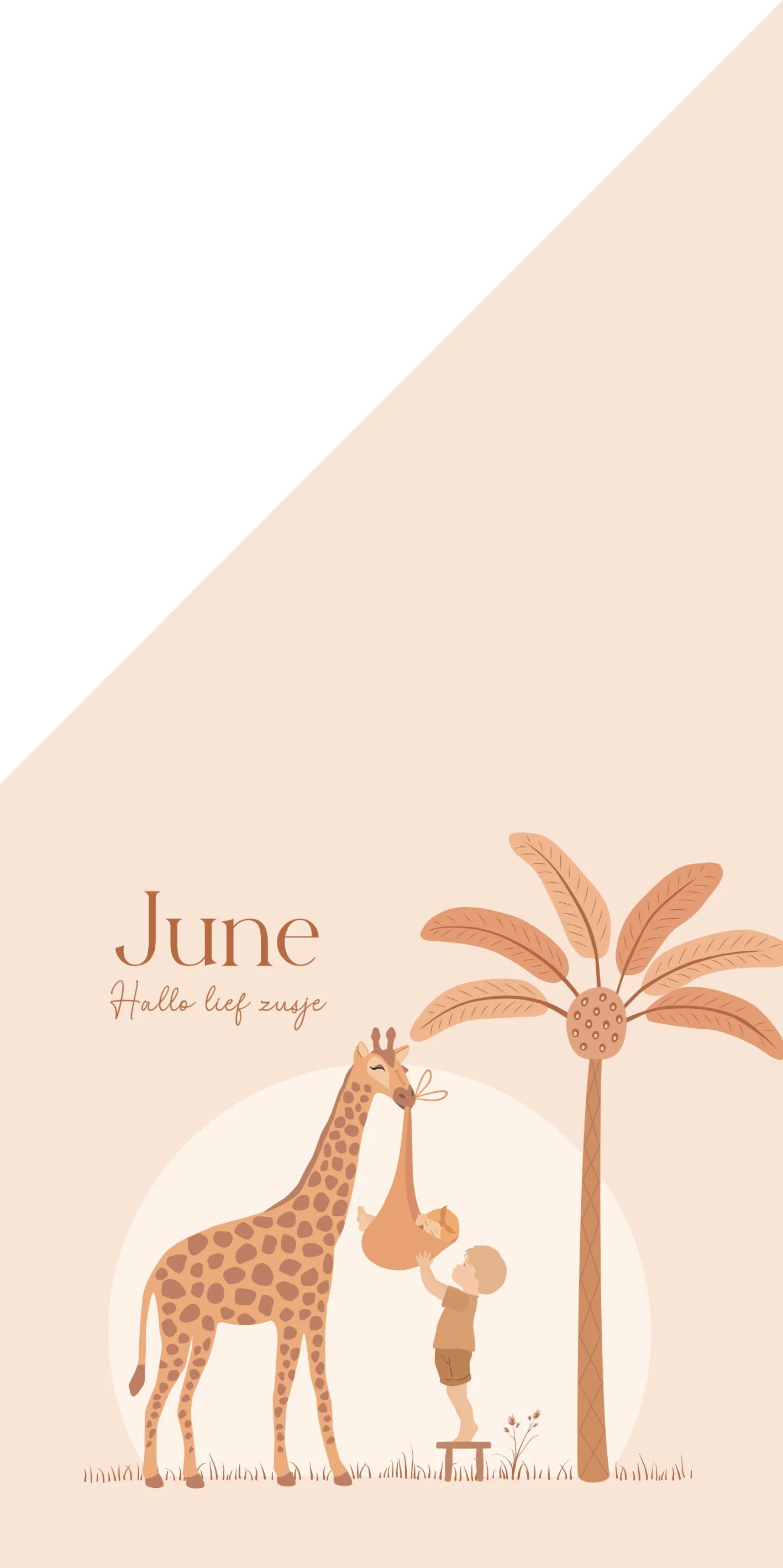 Giraf met grote broer en baby zusje