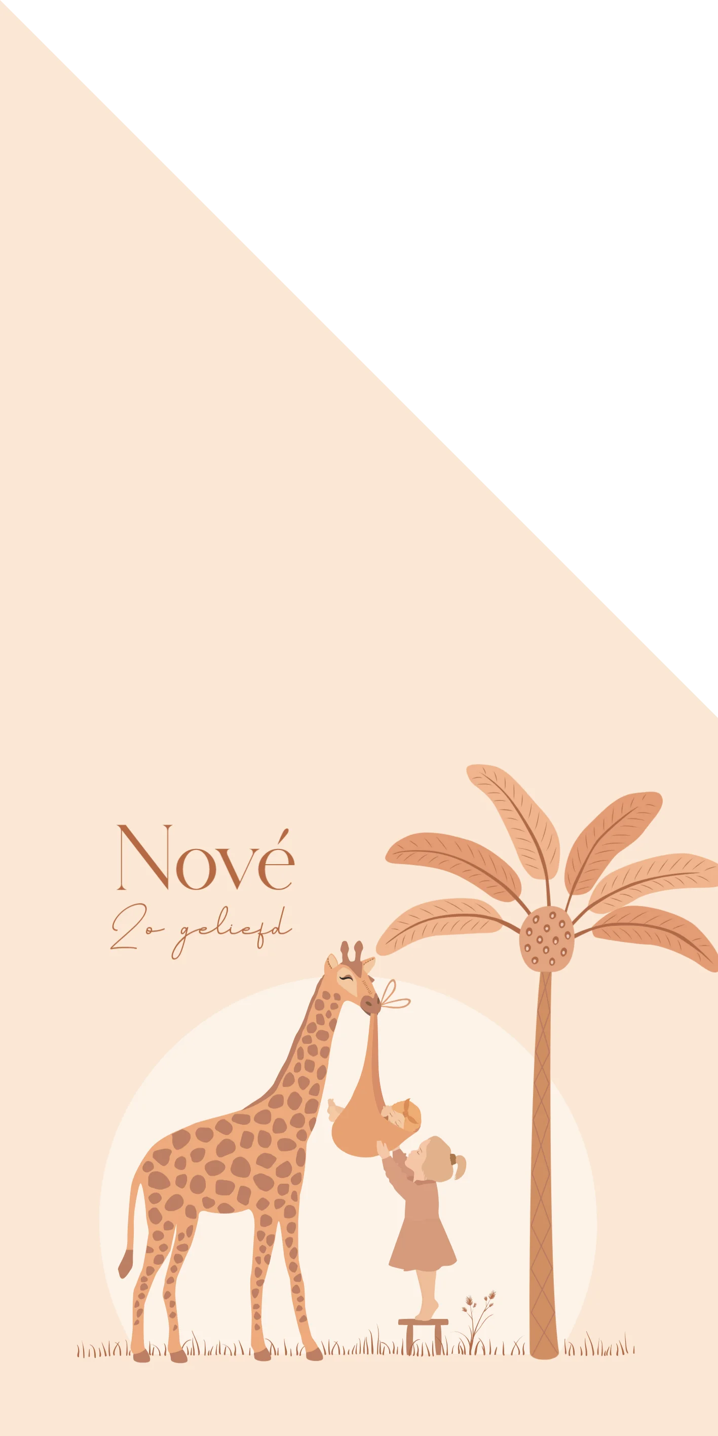 Geboortekaartje met giraf en grote zus - Terug