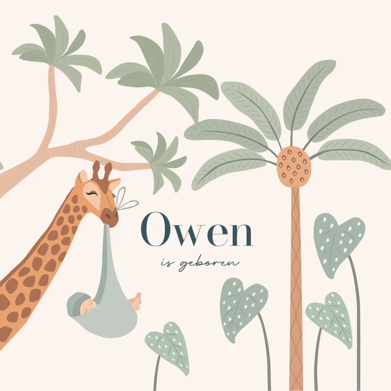 Giraf met baby in draagdoek