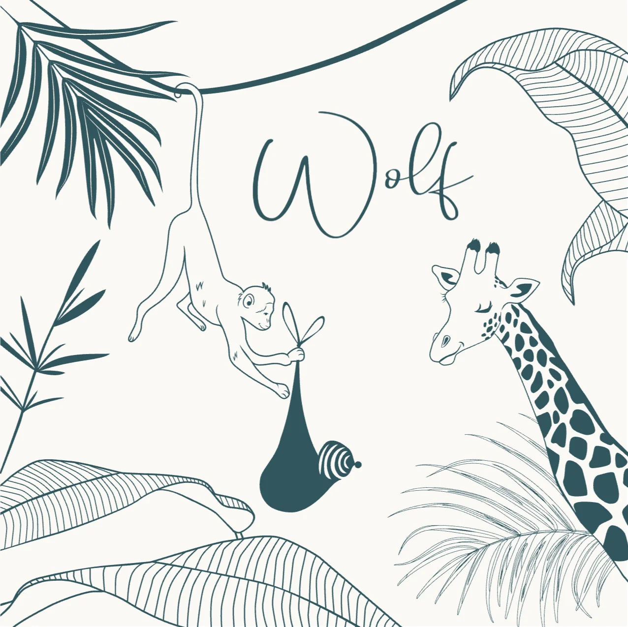 Aapje met baby in jungle