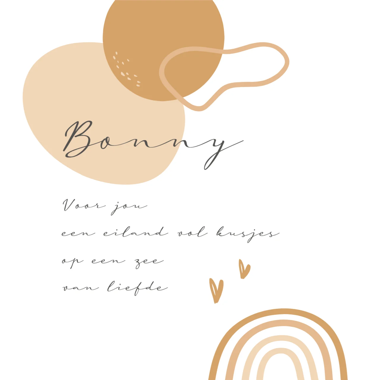 Regenboog met hartjes en abstracte vormen