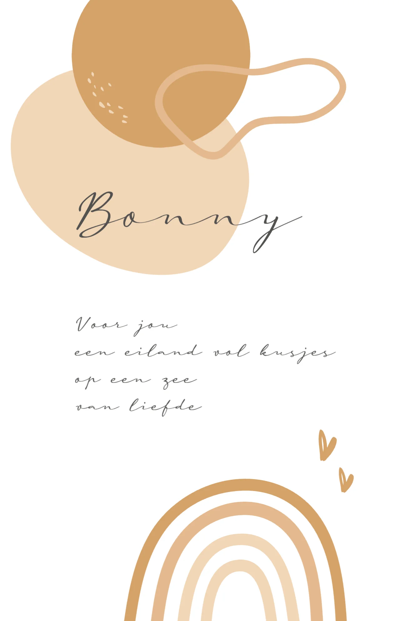 Regenboog met hartjes en abstracte vormen