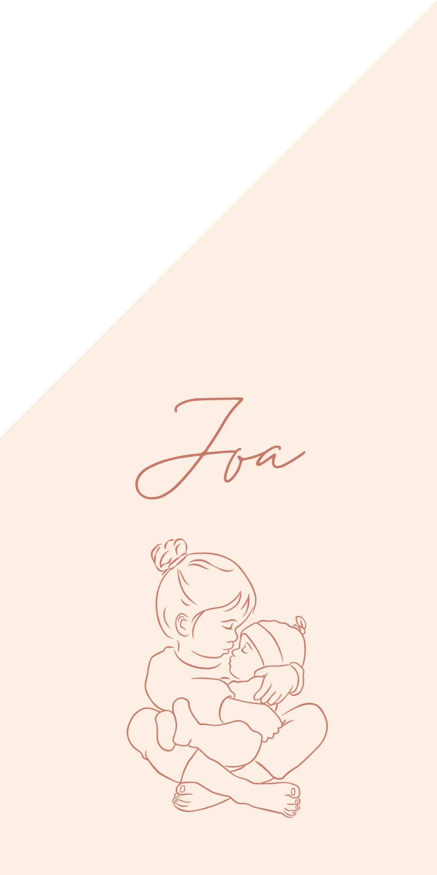 Lijntekening grote zus met baby