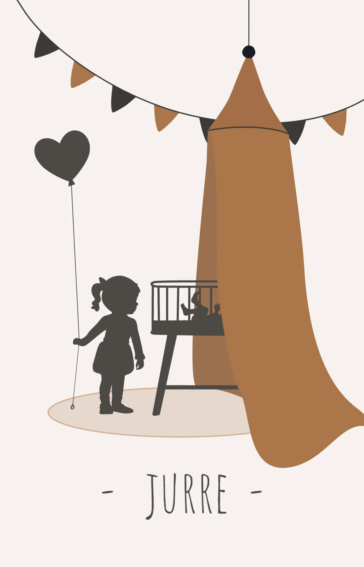 Grote zus met ballon bij wiegje