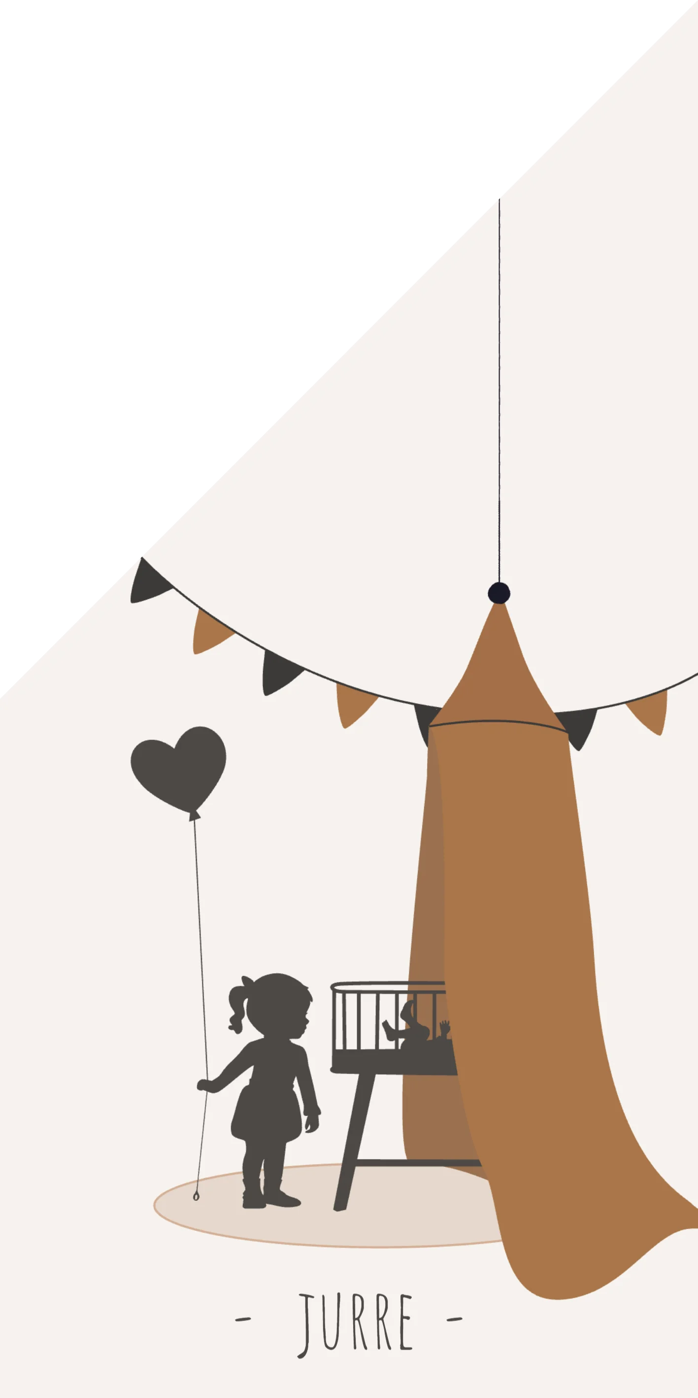 Grote zus met ballon bij wiegje