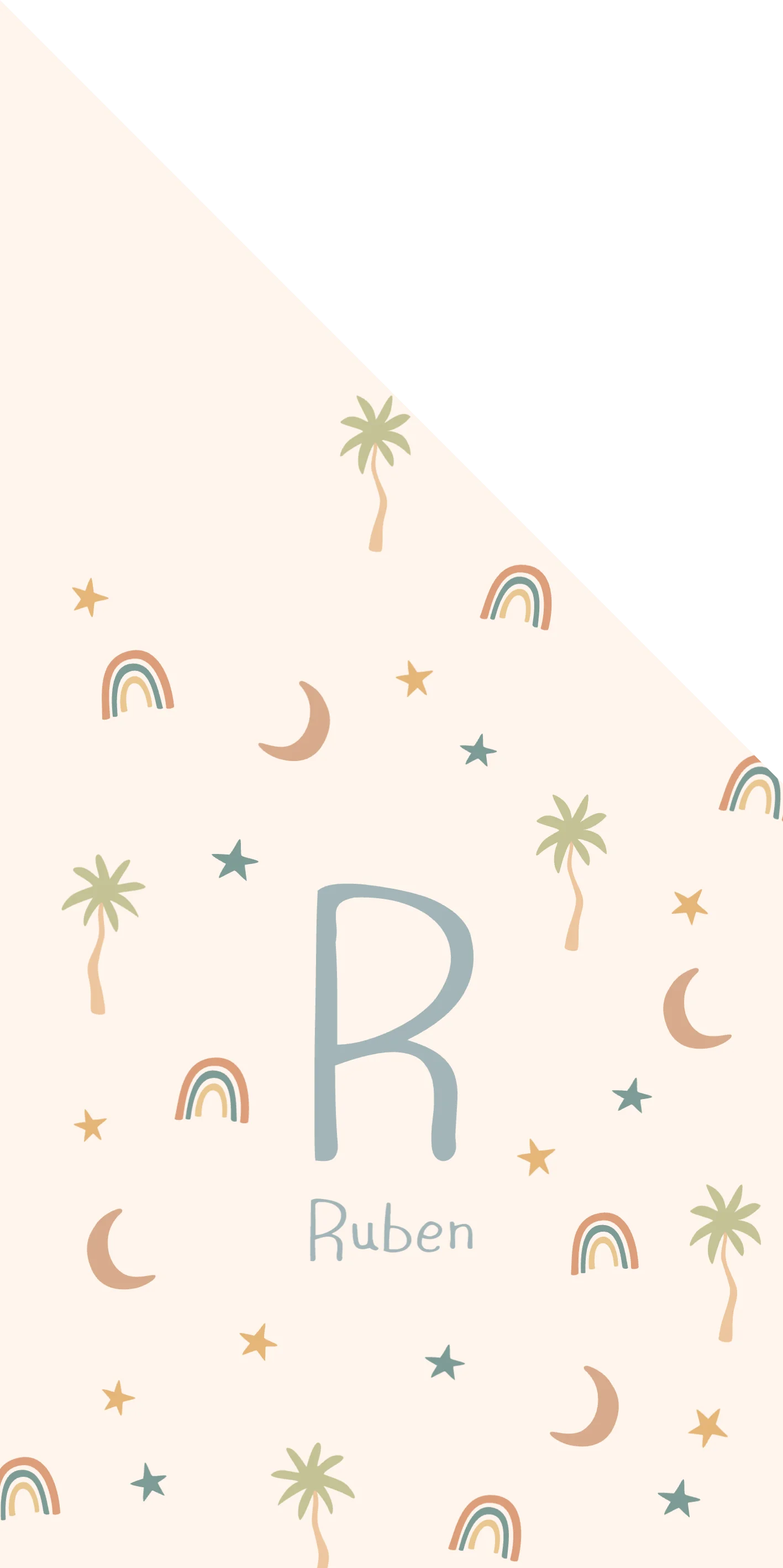 Patroon van regenboogjes en palmbomen - Terug